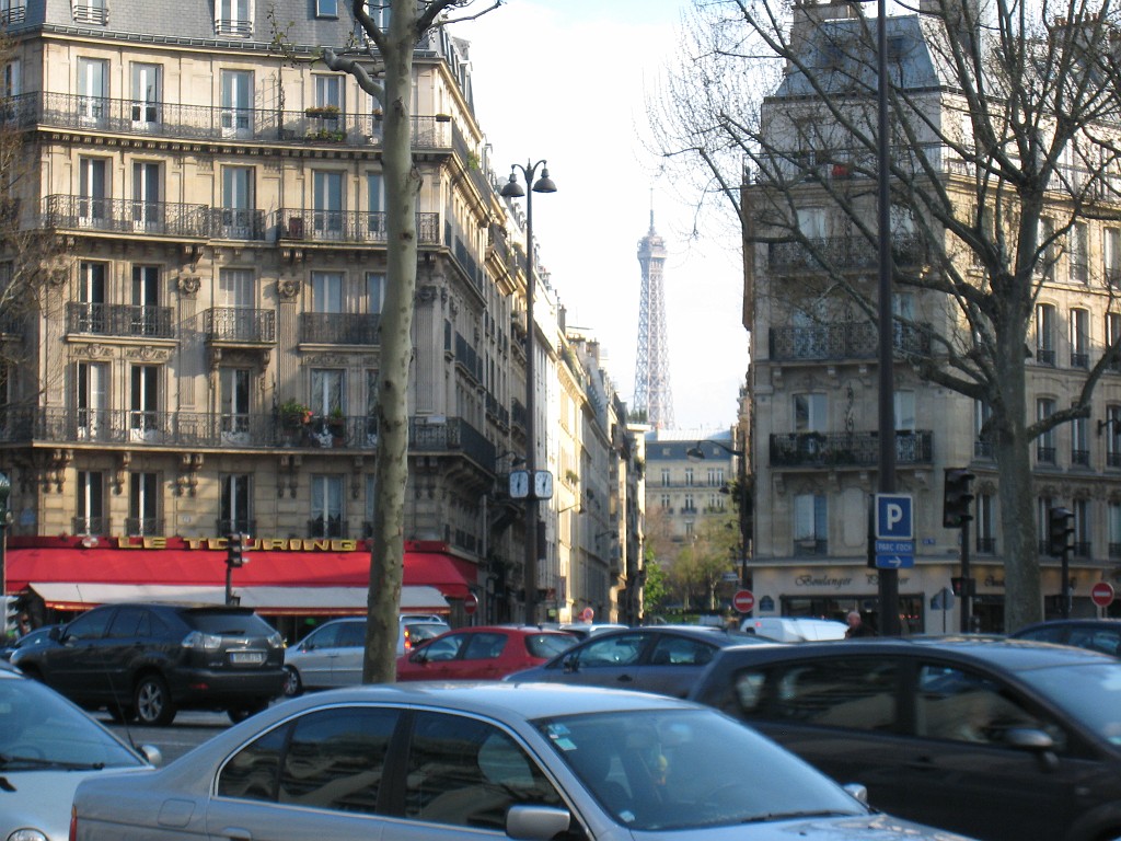 IMG_5484.JPG - Street view near the hotel. The Tour de Eiffel is visible in the background.
