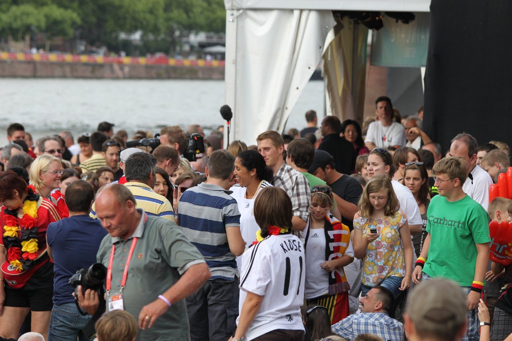 IMG_3399.JPG - Steffi Jones bathing in the crowd. Steffi Jones  http://en.wikipedia.org/wiki/Steffi_Jones  is president of the organisation committee of 2011 FIFA Women's World Cup  http://en.wikipedia.org/wiki/2011_FIFA_Women%27s_World_Cup 