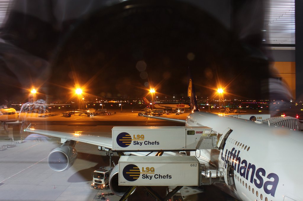 IMG_5143.JPG -  Lufthansa   Airbus A380  at the Gate in  Frankfurt airport 