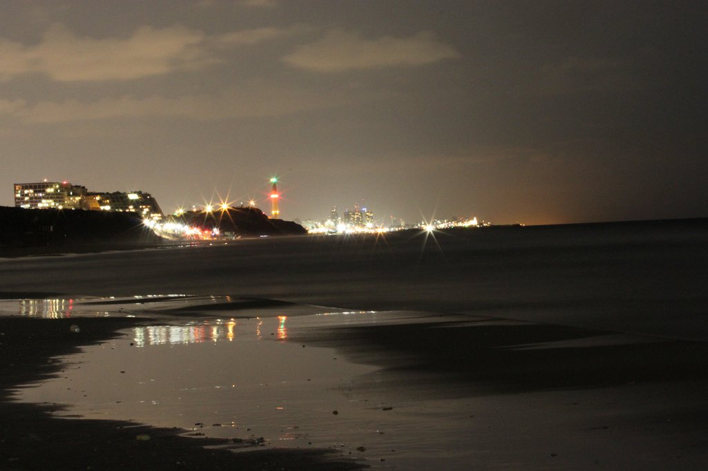 IMG_5290.JPG -  Tel Aviv  from the  Herzliya marina  beach. The chimney belongs to  Reading Power Station 