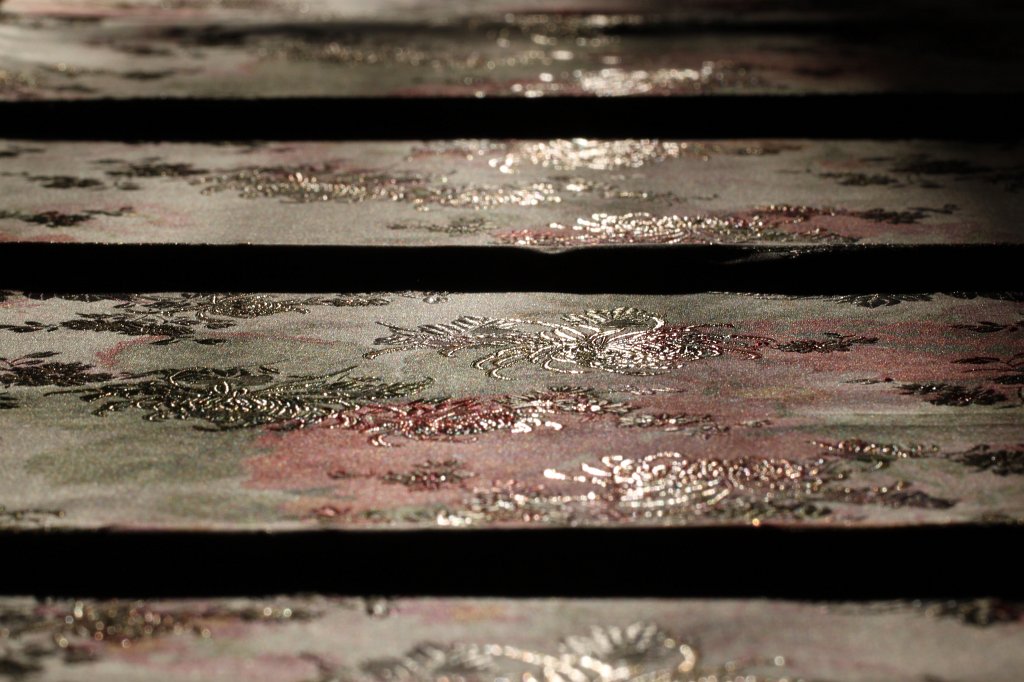 IMG_8626.JPG - Table runner in the sun. Only a small stripe of sun was coming in through the window and fell on a glass table covered by a small table runner.