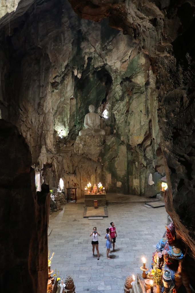 574A7906.JPG -  Marble Mountains . The marble mountain are a cluster of 5 hills named after the five elements Kim (metal), Thuy (water), Moc (wood), Hoa (fire) and Tho (earth). Thuy Son is the one which is easily accessible, through an elevator, has Buddhist and Hindu grottoes, sanctuaries, pagodas, the tower of Pho Dong and a panoramic view on the other marble mountains.