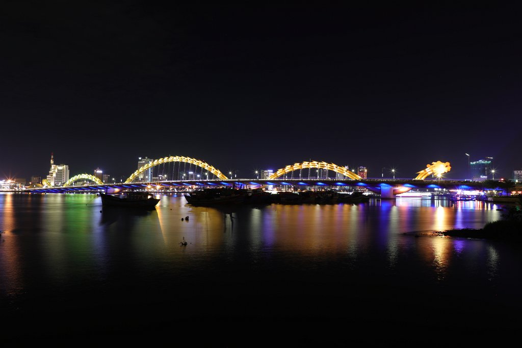 574A7955.JPG -  Dragon Bridge   Danang . Each Saturday and Sunday evening at 9PM the dragon "breathes" fire or water. In our case it was water but still a show.