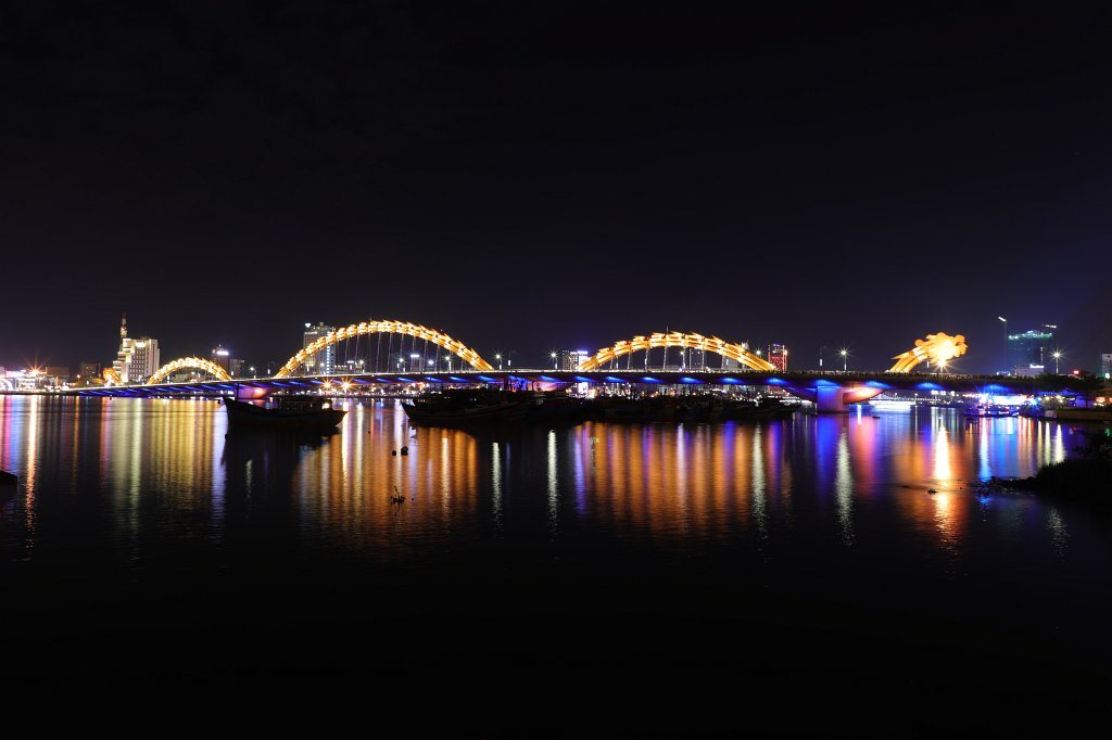 574A7979.JPG -  Dragon Bridge   Danang . Each Saturday and Sunday evening at 9PM the dragon "breathes" fire or water. In our case it was water but still a show.