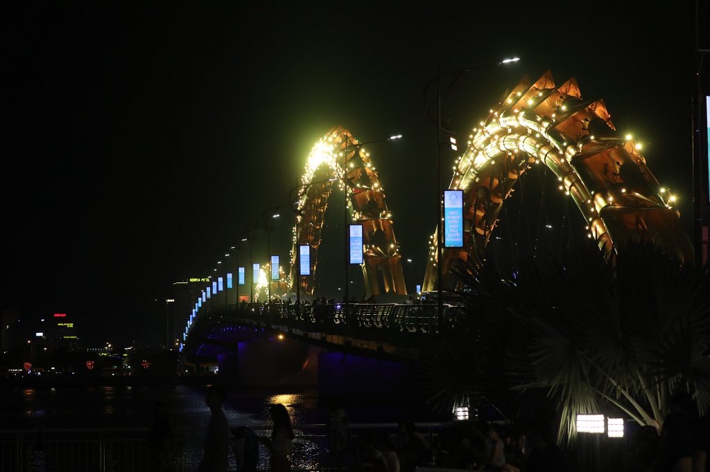 574A8014.JPG -  Dragon Bridge   Danang . Each Saturday and Sunday evening at 9PM the dragon "breathes" fire or water. In our case it was water but still a show.